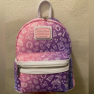 Disney Parks Loungefly Pink Purple Park Icons Ombre Mini Backpack Brand New